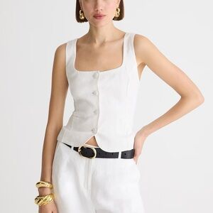 J.Crew Scoop-neck Linen Blend Vest